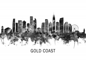Gold Coast Australia Skyline BW